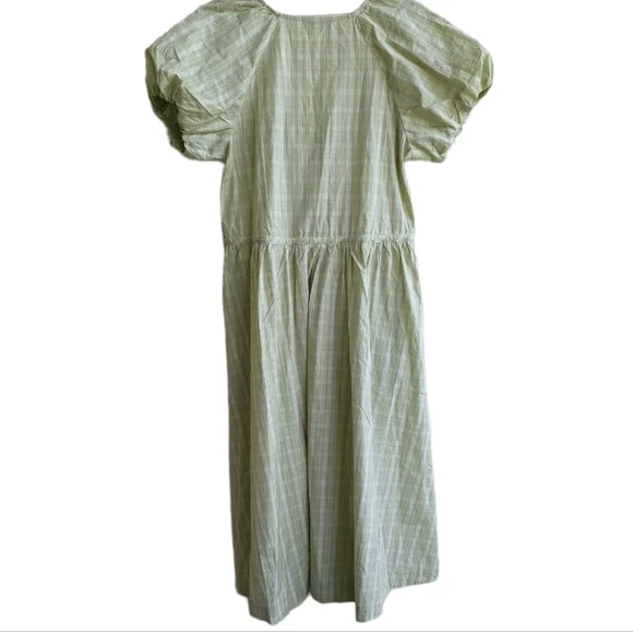 Madewell Plaid Tie Waist Puff Sleeve Midi Dress - Picture 3 of 7